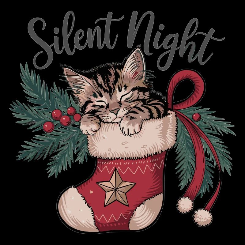 Douce nuit – Chaton en bas de Noël