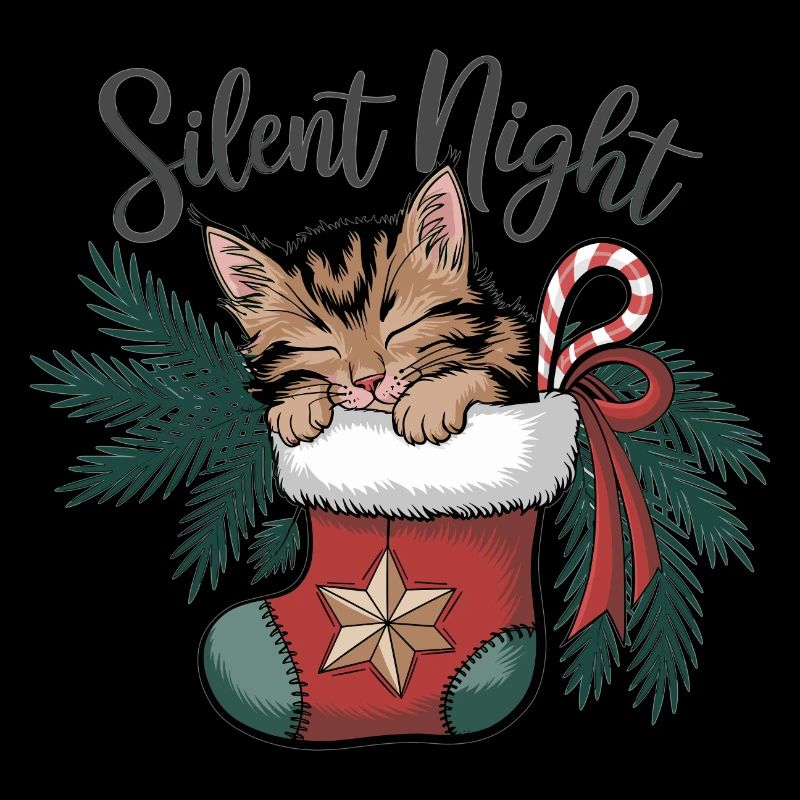 Douce nuit – Chaton en bas de Noël