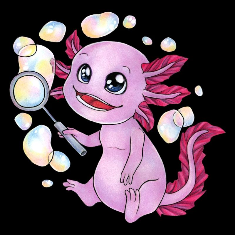 Süßes Axolotl mit Seifenblasen Kind Geschenk