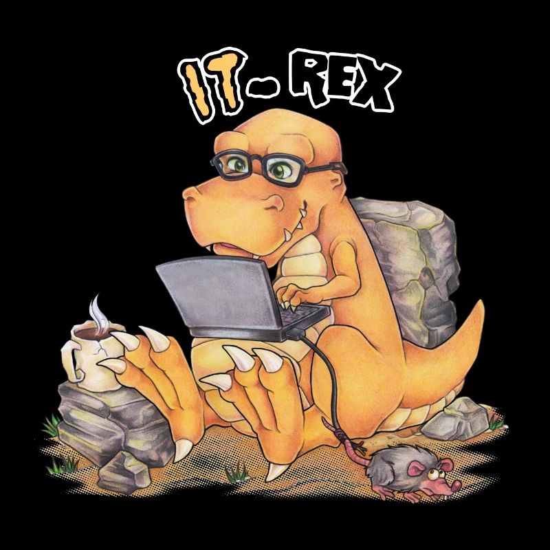 IT Rex- Funny Dinosaur with Computer