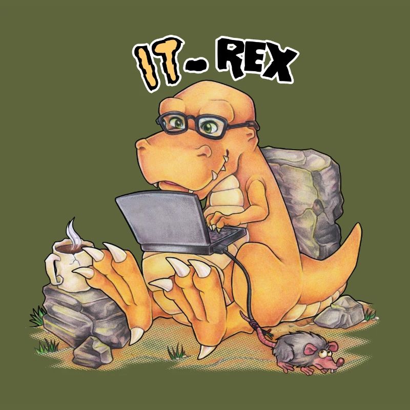 IT Rex- Funny Dinosaur with Computer