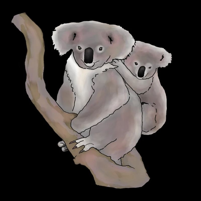 Koala, mother and child