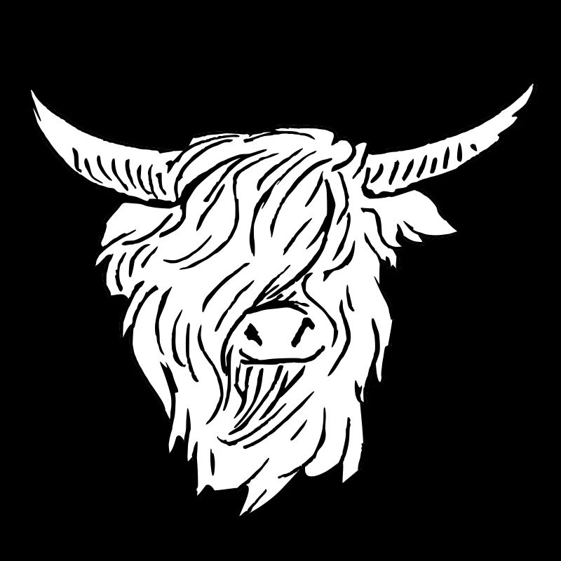 scottish highlander black white line drawing