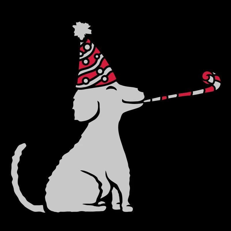 Geburtstagskind sitzender braver Hund