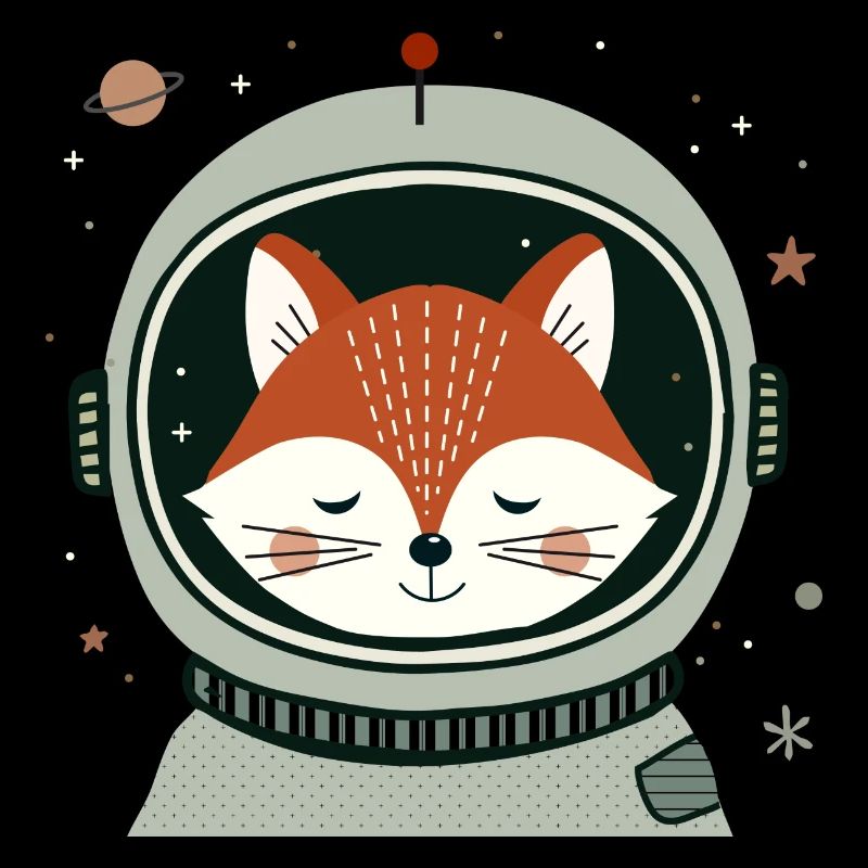 Dreaming astronaut fox in space