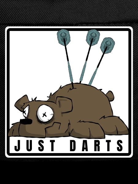 Funny darts comic motif. JUST DARTS