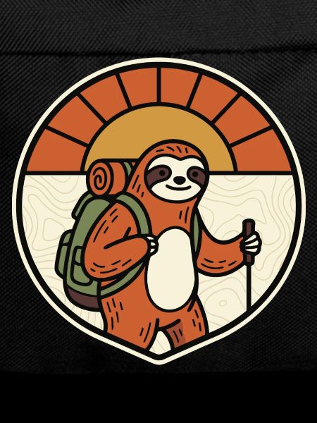 Sloth Hiking Retro Badge Motif