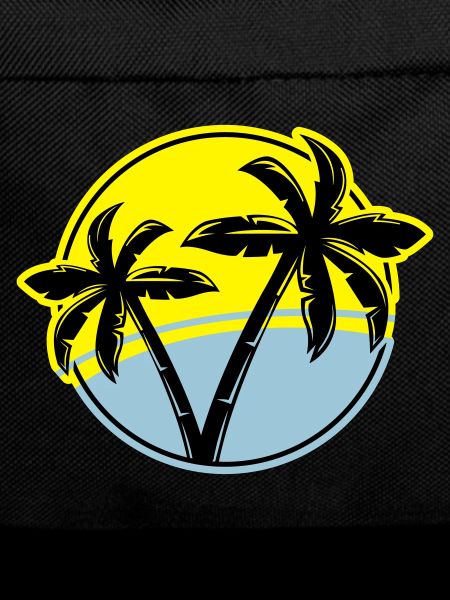 palm silhouette circle beach