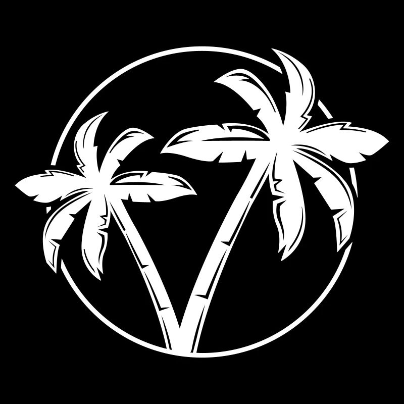 palm silhouette circle beach
