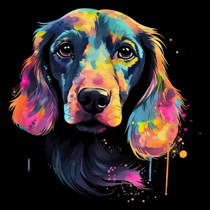 Teckel Chien Teckel Aquarelle Art Tête de Chien