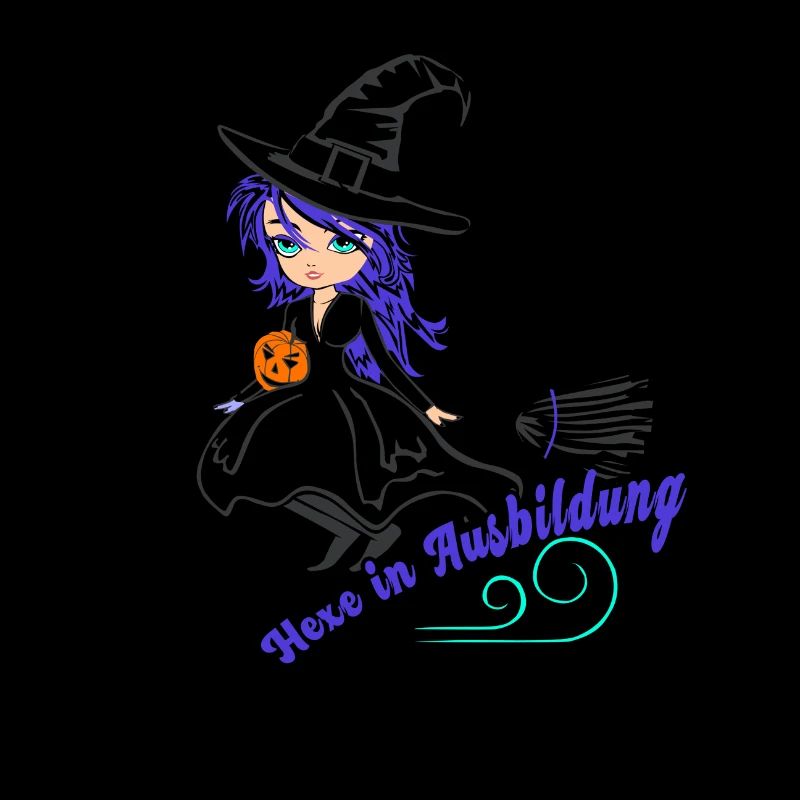 flying witch in training Halloween design