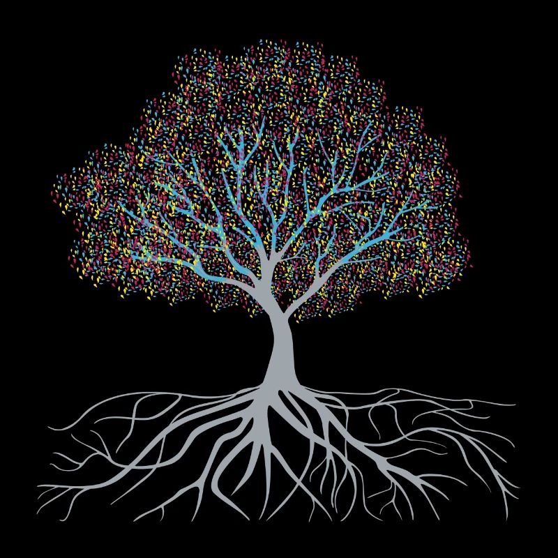 Glowing fruits on tree design