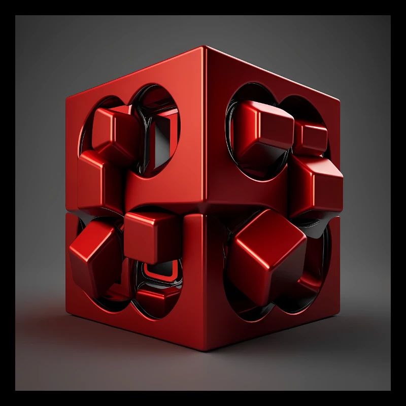 3D Cube in red