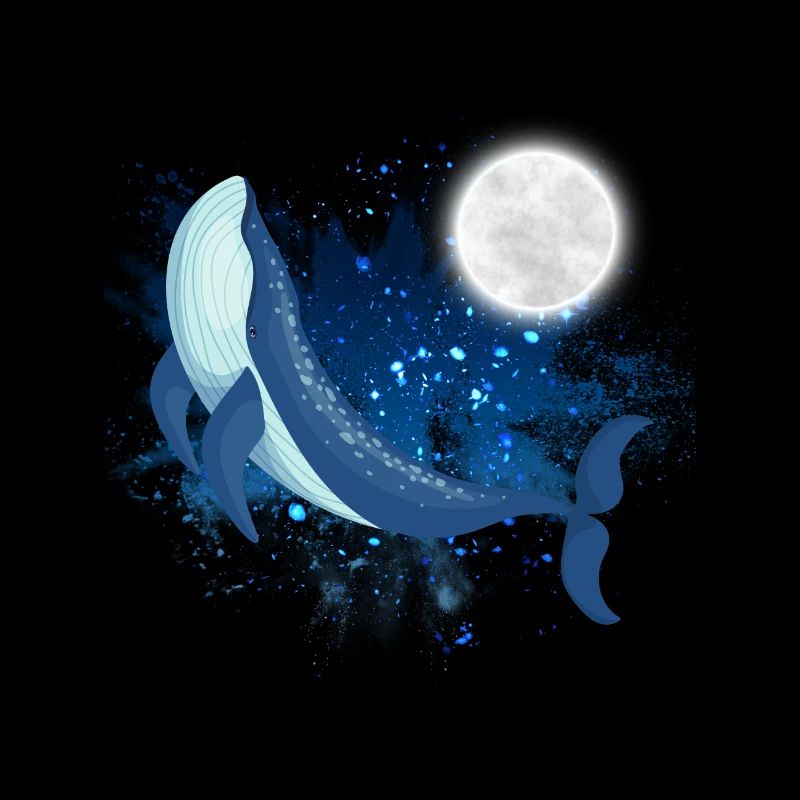 Blue Whale with Moon