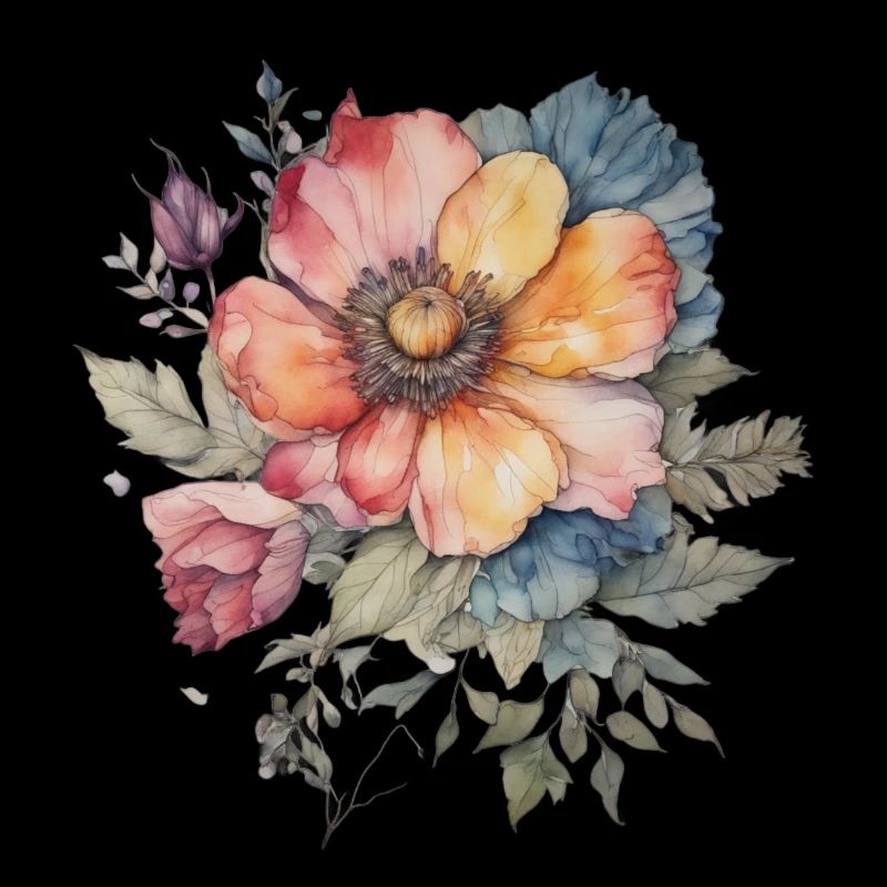 Fleur Épique en Aquarelle : Œuvre Florale Colorée