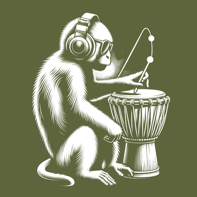 Affe mit Djembe - Djembe-Virtuose