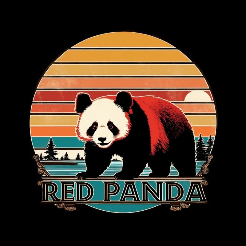 Roter Panda im Vintage-Stil