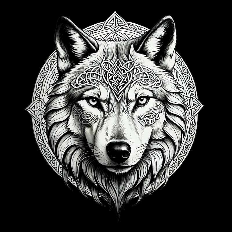 Wolf mit keltischem Knoten 01
