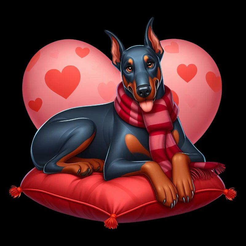 Doberman Pinscher Saint-Valentin