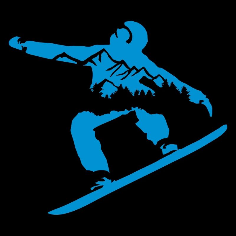 Snowboard, snowboarder and mountains