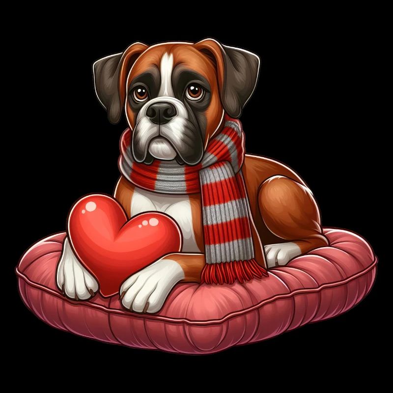 Boxer Dog Wearing a Scarf