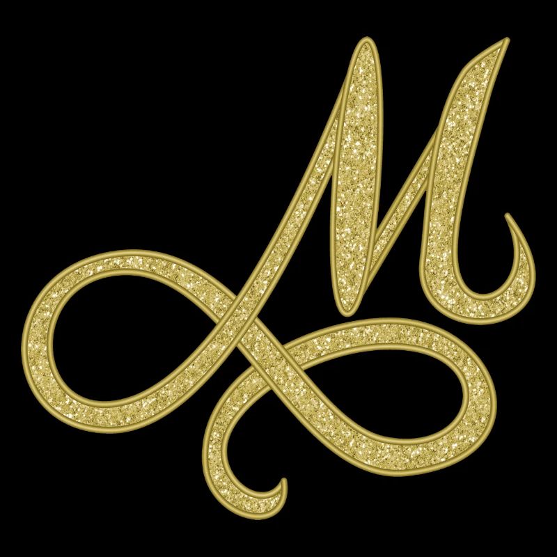 M - gold, letter, alphabet, monogram