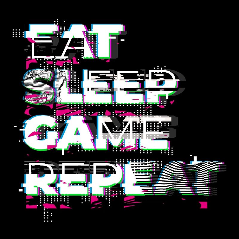 Eat Sleep Game Repeat - Nerd Shirt