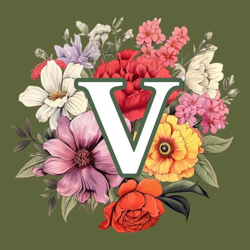 V Monogramm Blumenstrauss
