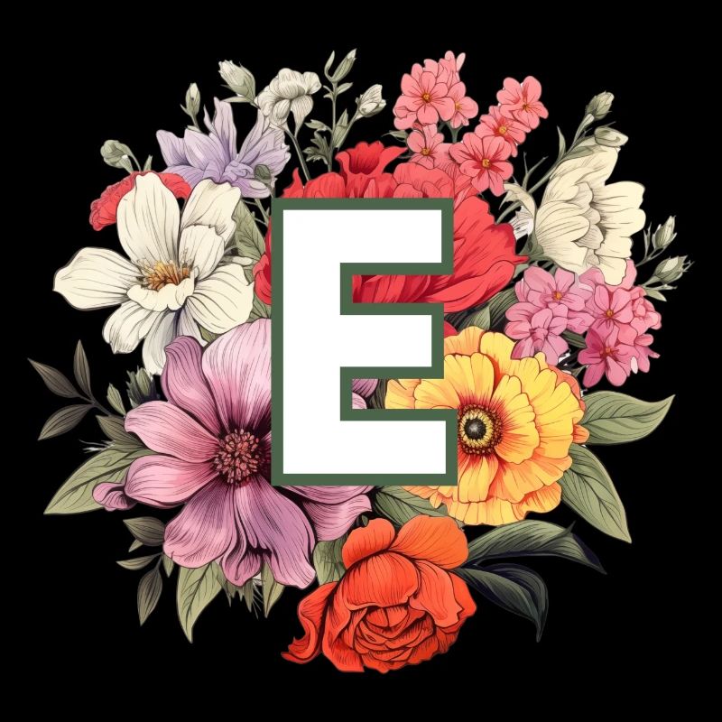 E Monogramm Blumenstrauss