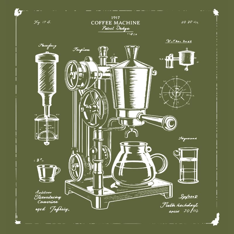 Retro-Espressomaschine-Blaupause