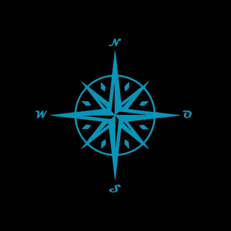 Windrose oder Kompassrose mit schwarzer Weltkarte