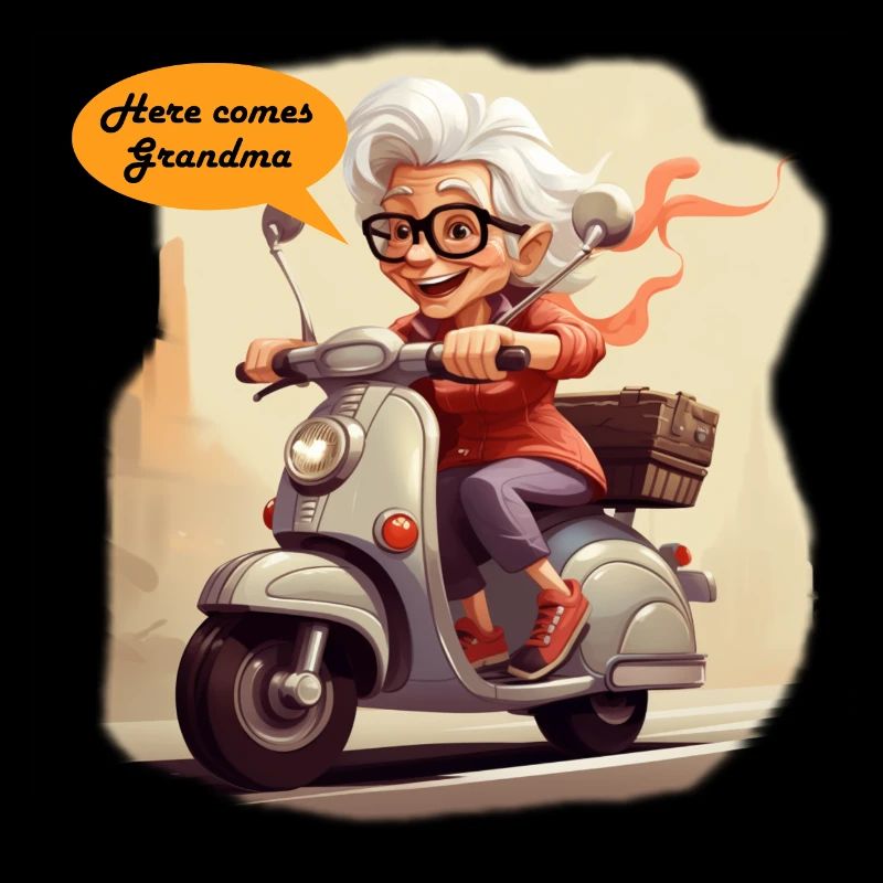 Cool granny rides scooter