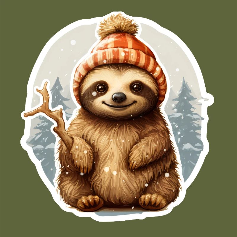 funny sloth in snowfall