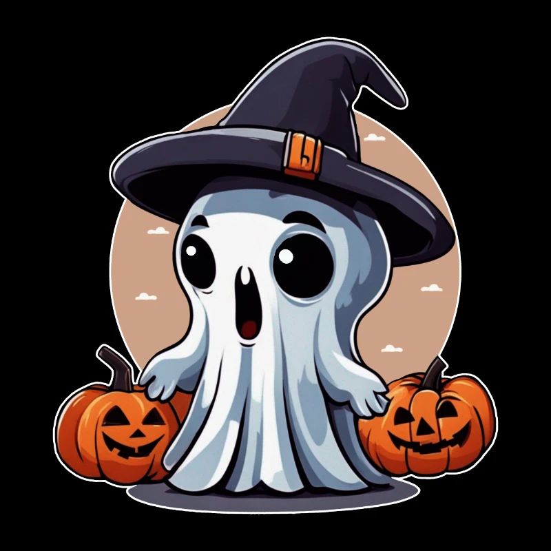 Little Ghost with Pumpkins