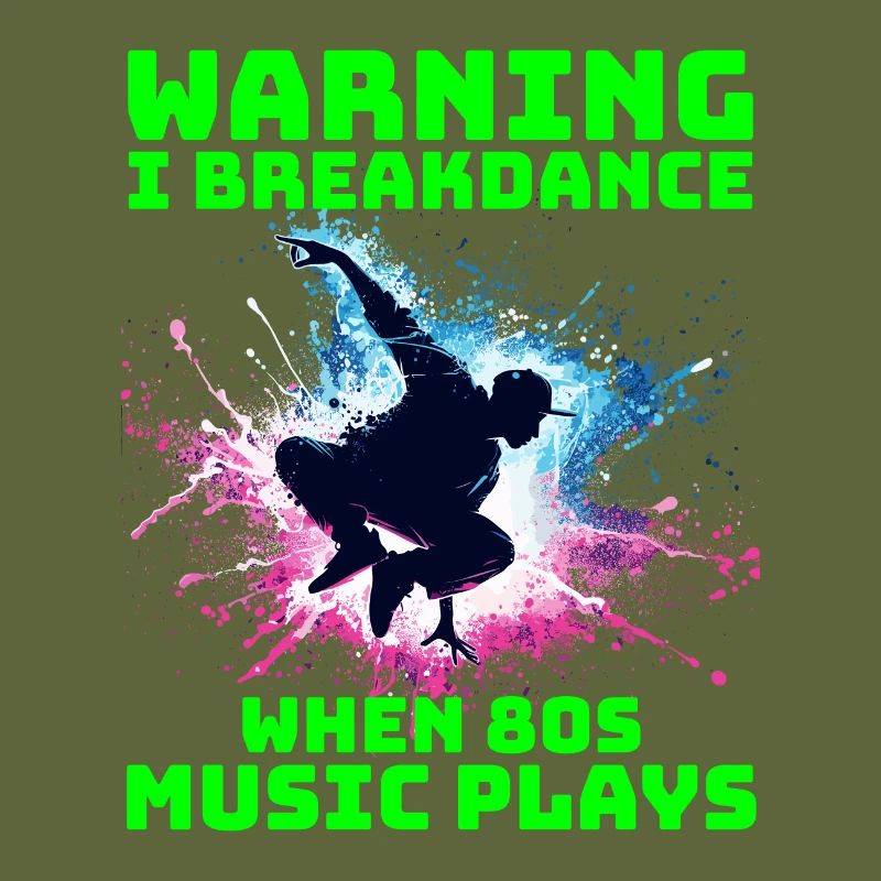 80s Breakdancer Silhouette - Neon Dance Moves