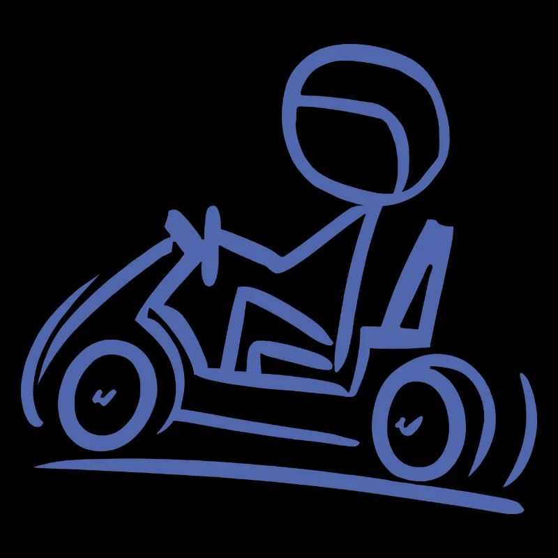 Go-Kart Silhouette Stick Figure Line Drawing