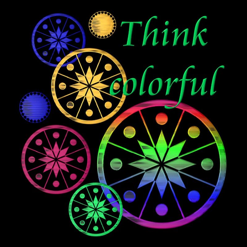 Sternblüten mit Spruch Think colorful