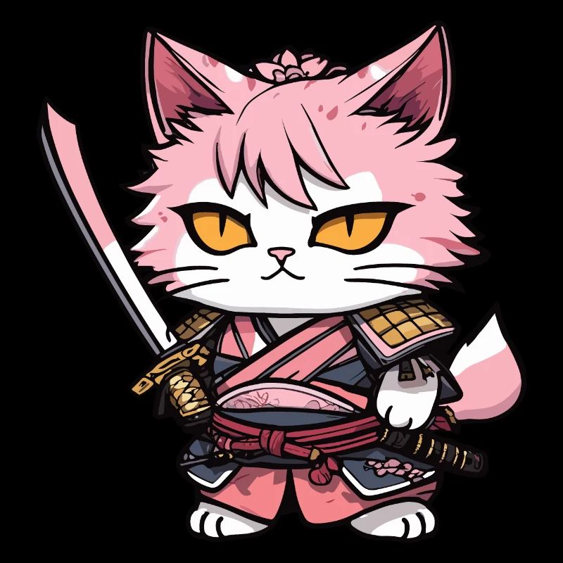 Chat samouraï & fleurs de cerisier #13