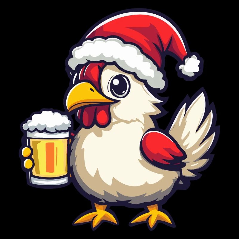 Chicken Christmas Beer Funny