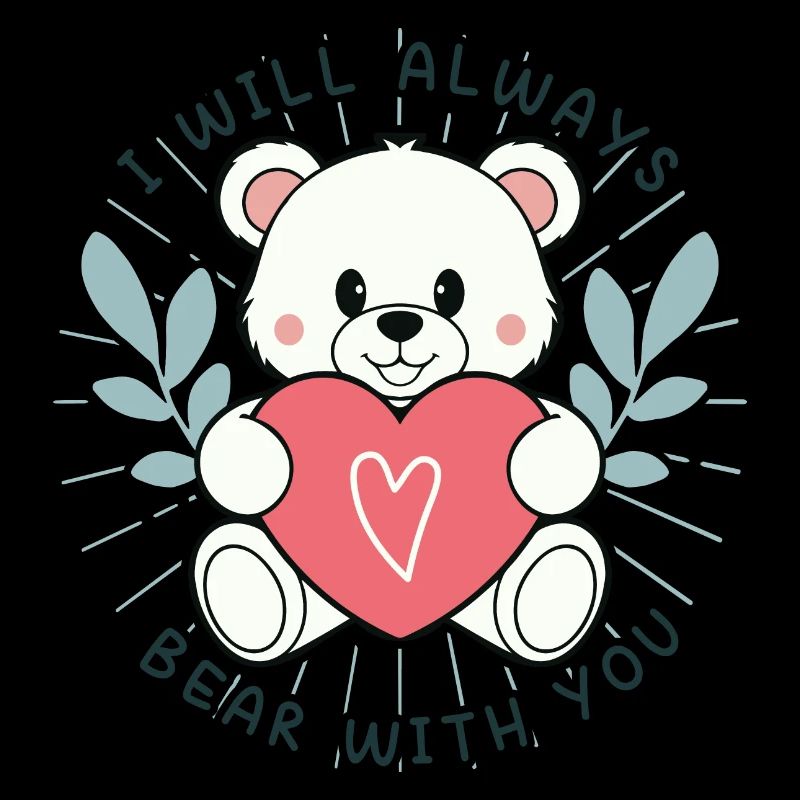 Cute bear with heart and message