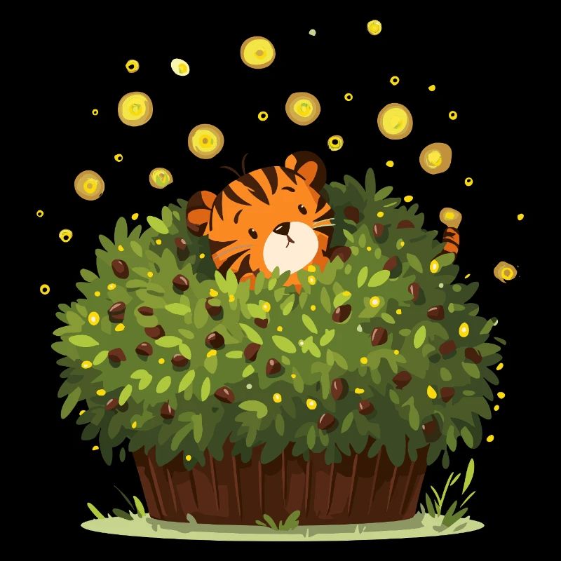 Tiger hidden in the bush magic