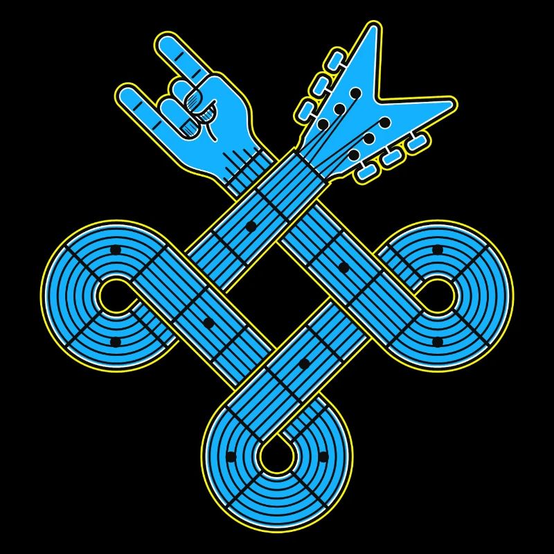 Neon Blue Guitar Knot Emblem