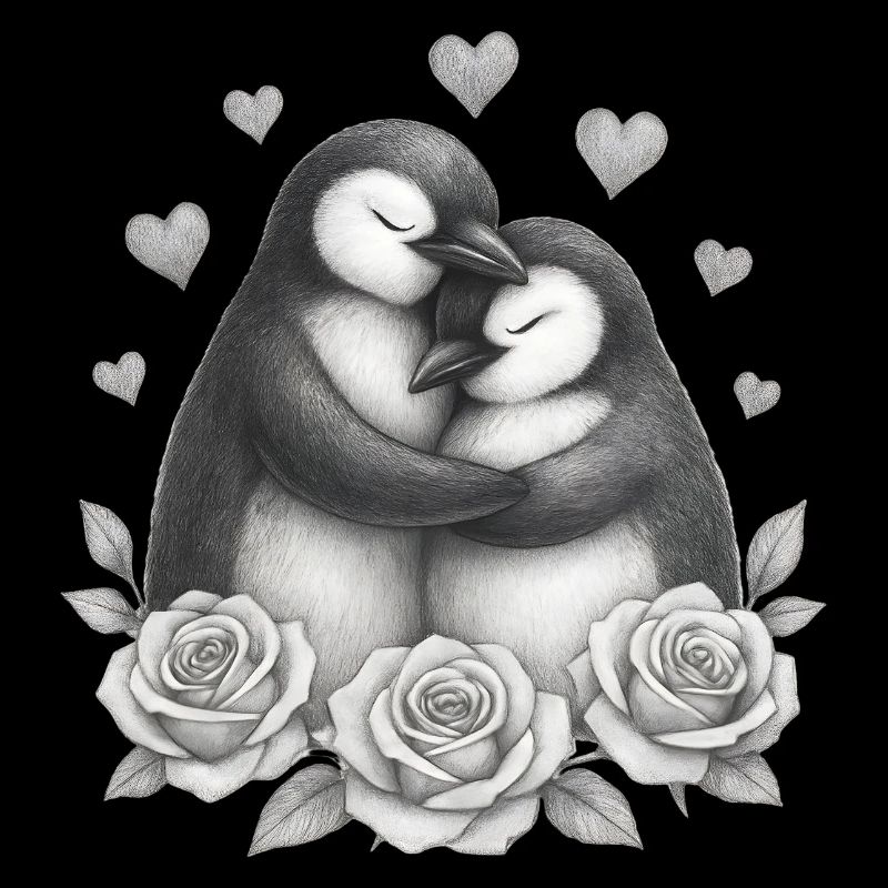 Love Duo Penguin Roses