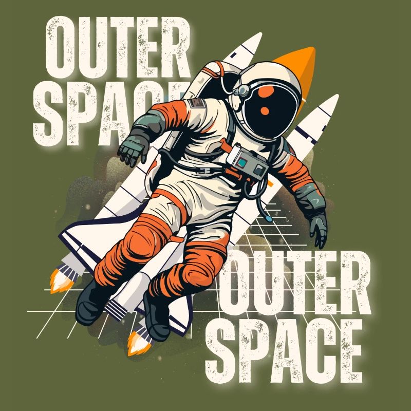 Astronaut in rocket jump