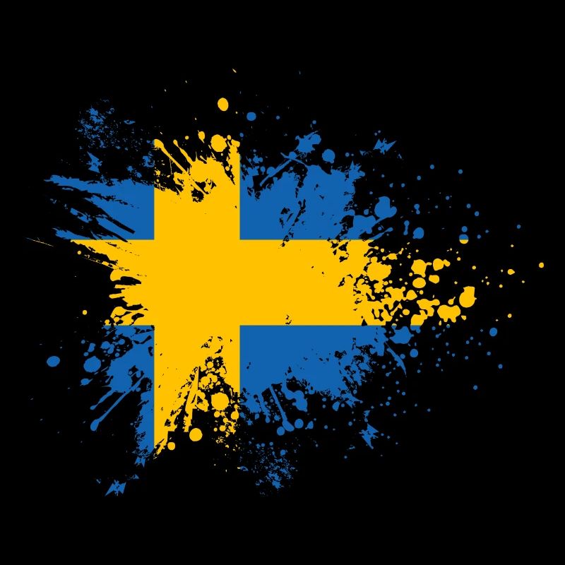 Suède Drapeau Éclaboussures de couleur Scandinavie Klecks