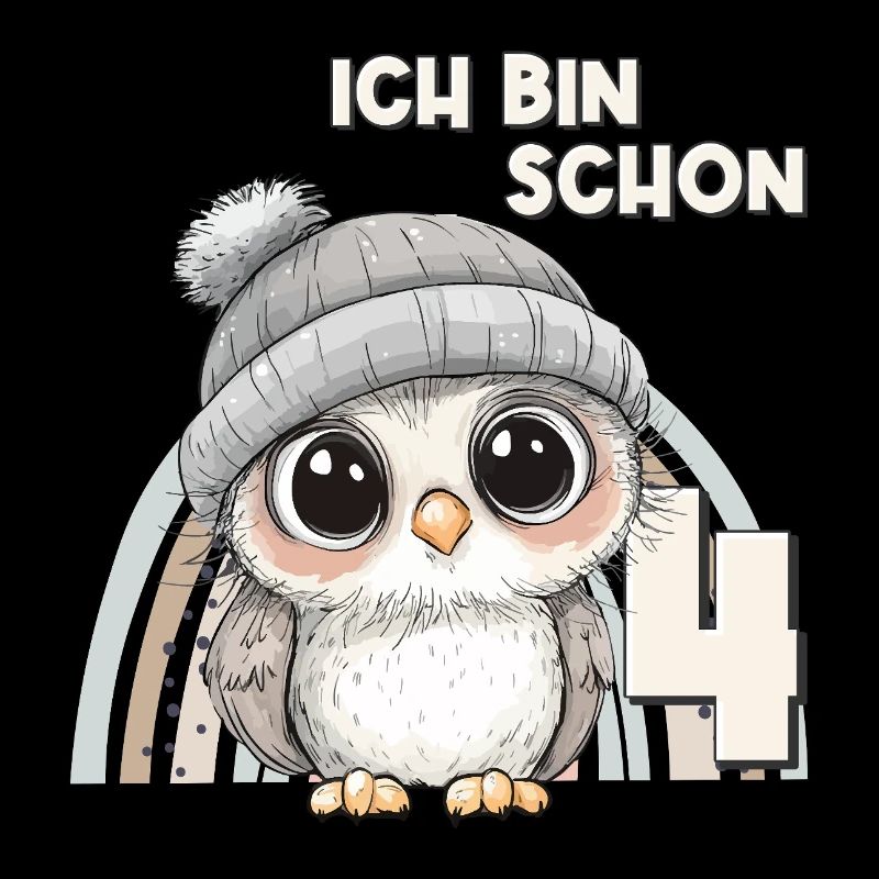 4. Geburtstag Eule Regenbogen Süß Niedlich