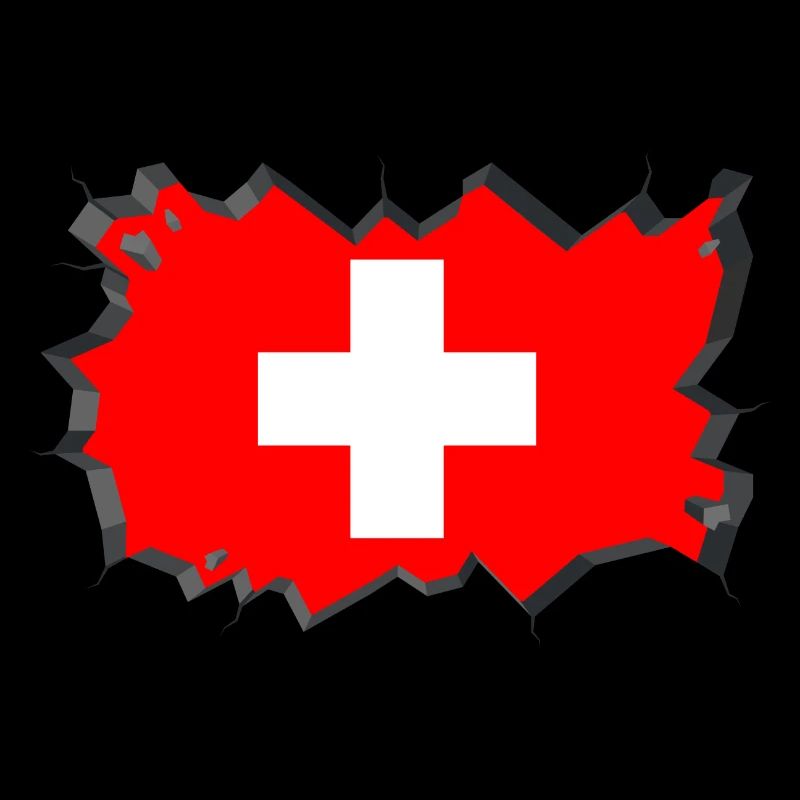 Schweizer Flagge Eisblock Risse Schweiz