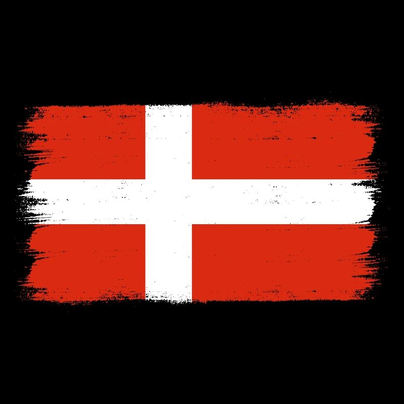 Danemark Drapeau Coups de pinceau Copenhague Look used