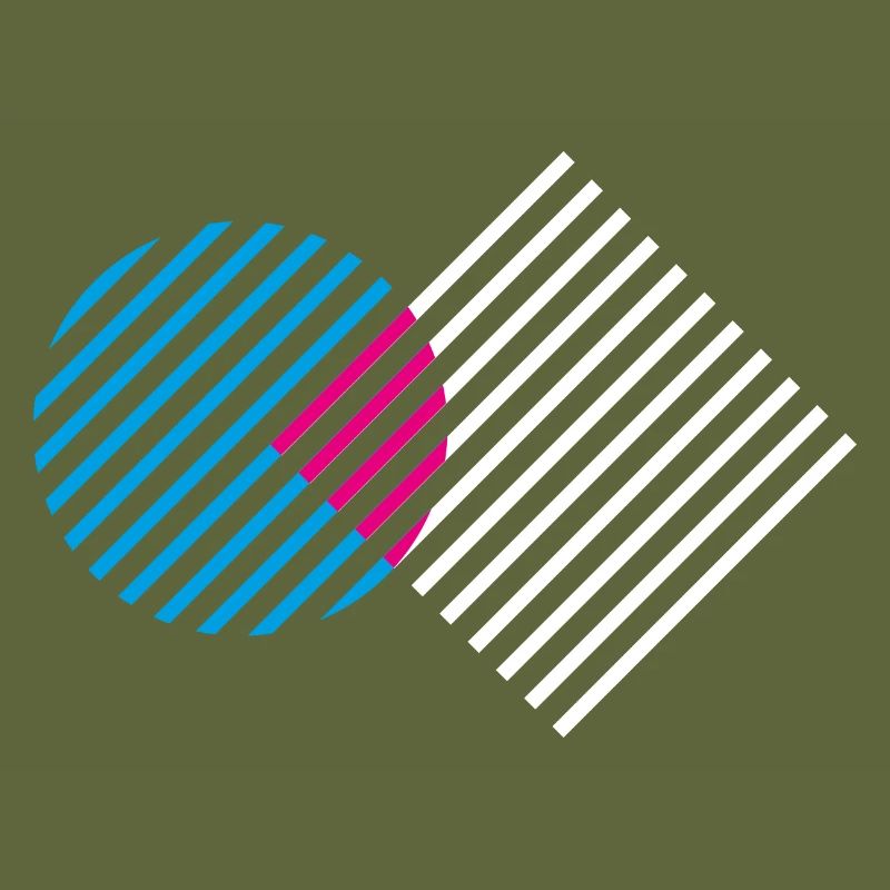 Line pattern / circle, square / blue, white, pink