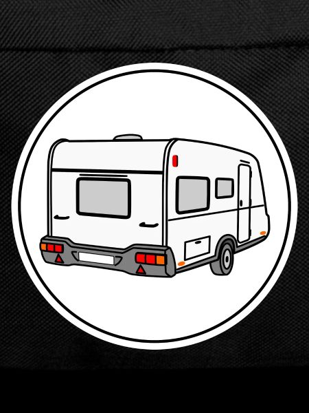 Caravan in round white logo